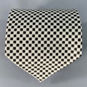 XMI Black Silver Checkered Silk Tie